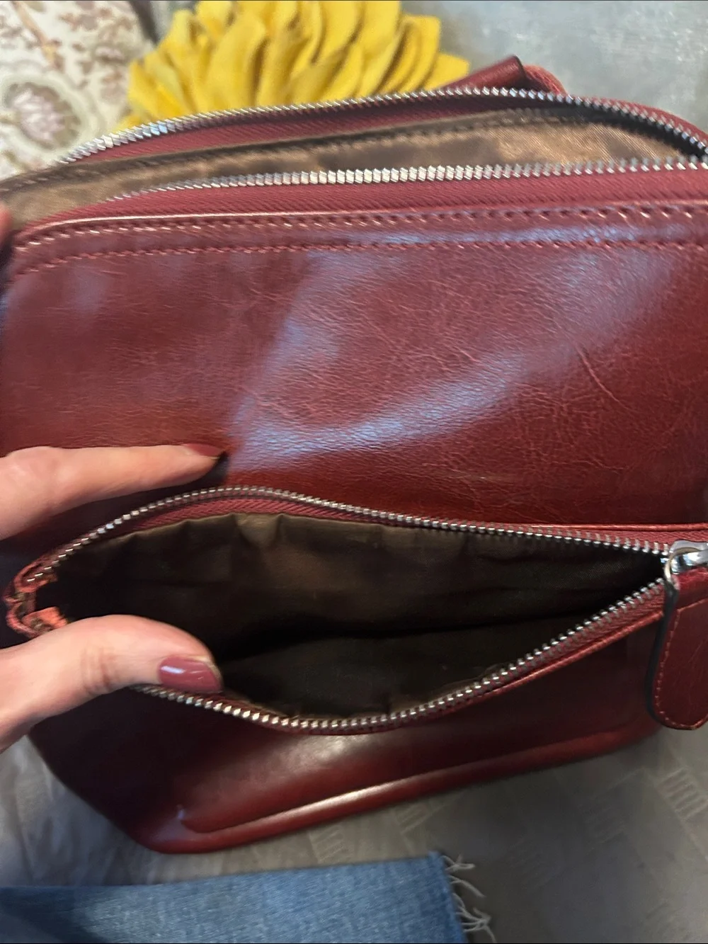 Burgundy Leather Backpack Purse leather